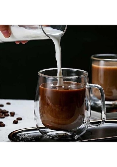 Mithra Life 250 Ml Çift Cidarlı Isı Yalıtımlı Kulplu Cam Şeffaf Kupa Mıt1008