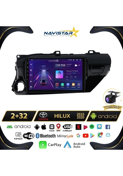Toyota Hilux 2015-2020 Model 2+32gb Android 13 Kablosuz Carplay