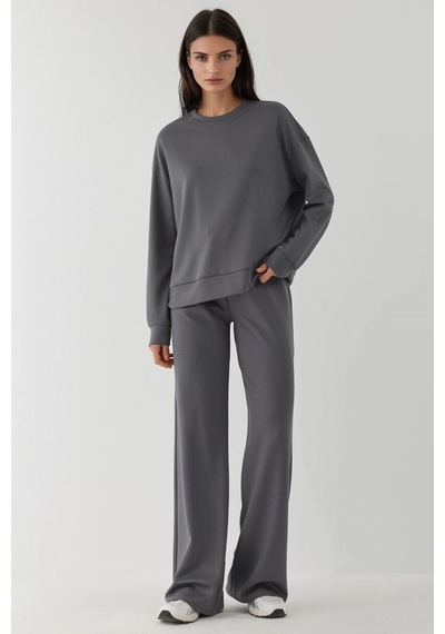 Hiccup Modal Dokunuşlu Basic Sweatshirt Kömür Grisi