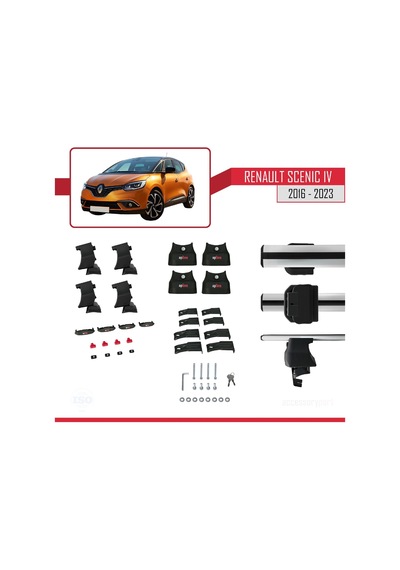 Renault Scenic Iv 2016-2023 Arası İle Uyumlu Ace-4 Ara Atkı Tavan Barı Gri