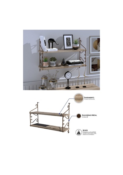 Decormet Seramoni Raf Seti 2 Raflı 200 720 Sakramento - Adena Ahşap