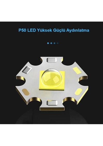 Güçlü El Feneri 3000 Lümen Wt-600 Siyah