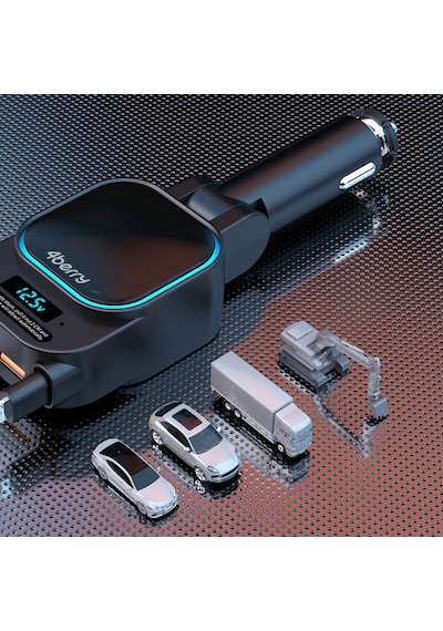 Sc07 96w Araç Şarj Cihazı Pd3.0 & Qc3.0 Hızlı Şarj, Çift Toplanabilir Kablo, Led Ekran