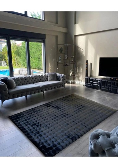 Aries Home Tavşan Tüyü Yumuşak Keçeleşmez Dekoratif Bubble İthal Kalite Post Halı K