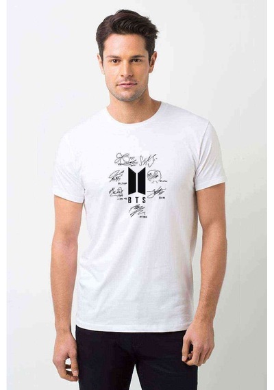 Army Logo Hit Göğüs Baskılı Beyaz Erkek Tshirt