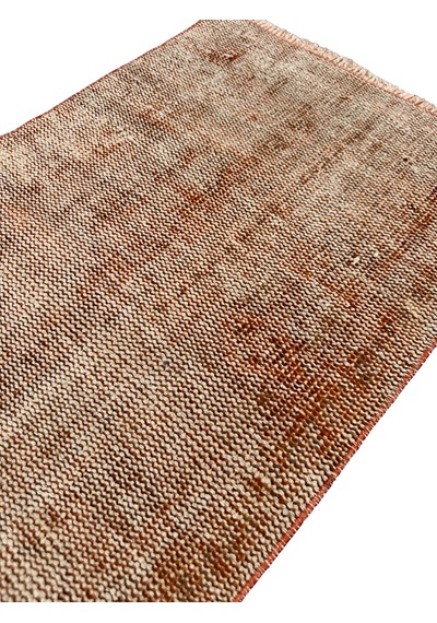 El Dokuma Vintage Yolluk 55x280 Turuncu Soyut Desen Eskitme Halı Turuncu