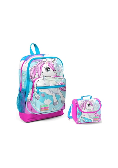 Coral High Mavi Unicorn Baskılı Kız Çocuk İlkokul Çantası ve Besl