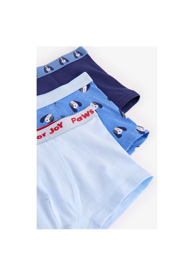 Penti Erkek Çocuk Mavi Paws For Joy Pamuklu 3lü Boxer