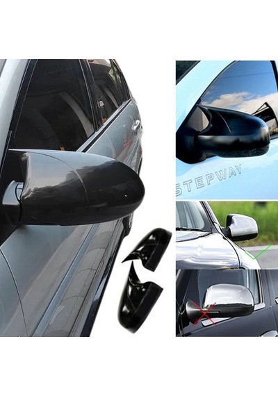 Dacia Sandero Stepway 2009 2010 2011 2012 Uyumlu Yarasa Batman Ayna Kapağı Takımı Parlak Siyah