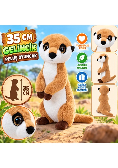 Pl62850 35 Cm Gelincik Peluş Oyuncak Kahverengi