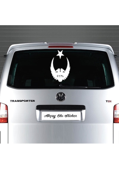 Ay Yıldız Kartal Göktürkçe Türk Oto Sticker Beyaz 30 25 Cm