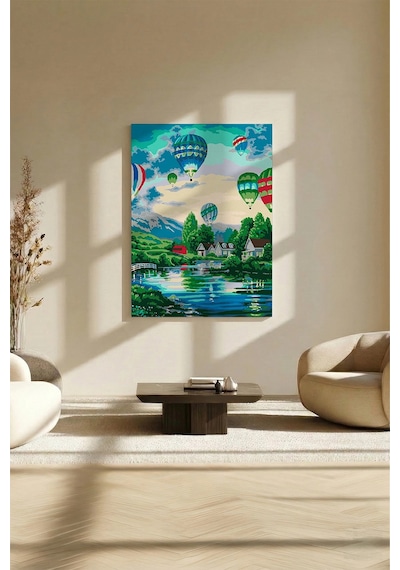 Sayılarla Boyama Seti 40 X 50 Cm Tuval Şasesine Gerili Uçan Balonlar