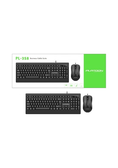 Platoon Pl-358 Business Türkçe Siyah Q Kablolu Klavye Ve Mouse Set Optik
