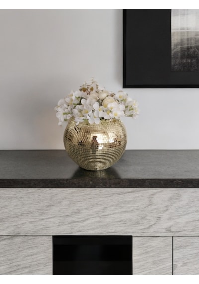 Işıltı Home Design Yuvarlak Aynalı Cam Vazo Aç