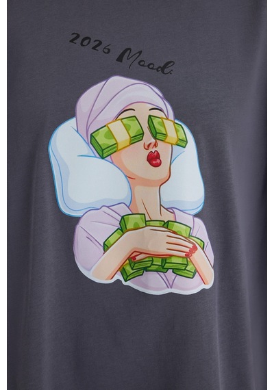 Mai Studios Co. Mood Oversize Füme T-shirt Füme