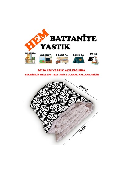Modern Desen Baskılı Tv Battaniyeli Opsiyonel Dekoratif Yastık Battaniye 2in1-0 Çok Renkli