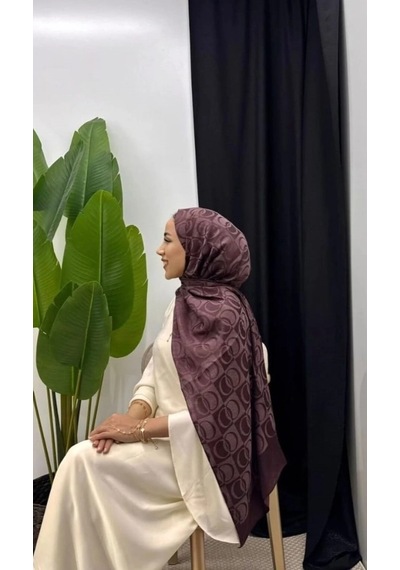 Aminenesil Halka Desen Şal Bordo Renk