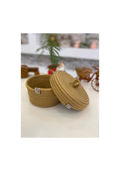 Hasır Jüt Sepet Oval Kapaklı Organizer Düzenleyici 30x20x10 Cm Jüt Hasır Jüt Hasır