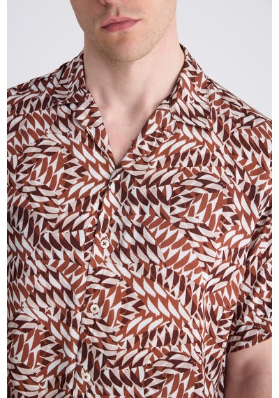 Twn Relaxed Fit Taba Baskılı Rayon Gömlek 0ec02ap14313m J01