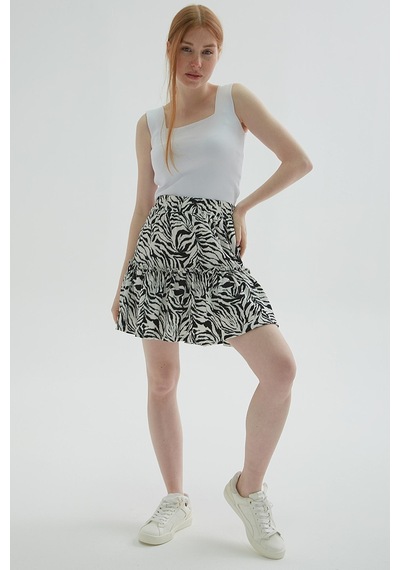 Fashion Friends 24y0502k1 Kadın Desenli Şort Etek 24Y0502K1-R0462 Ekru