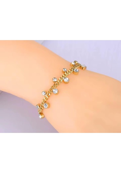 Taşlı Çelik Takı Seti 313 Gümüş - Rose Gold