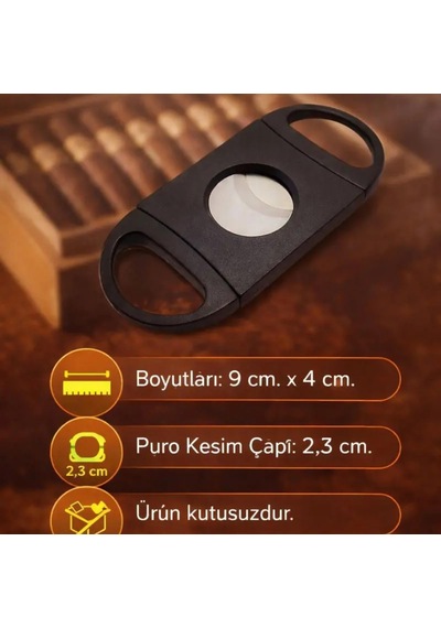 Perlotus Siyah Plastik Çelik Puro Makası Puro Kesici 2,3 Cm Kesim Çapı