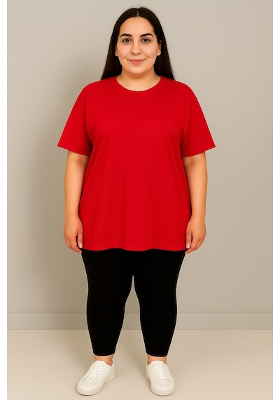 Koza Butik Kadın Büyük Beden Kısa Kollu Bisiklet Yaka Basic Oversize T-shirt 1977-25 Siyah Koza Butik Kadın Büyük Beden Kısa Kollu Bisiklet Yaka Basic Oversize T-shirt 1977-25 Siyah