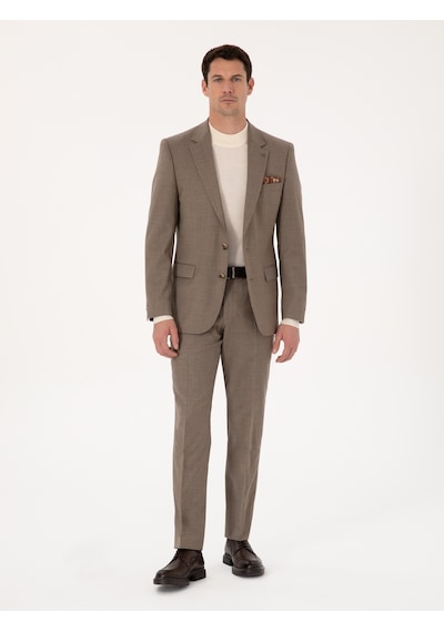 Cacharel Camel Slim Fit Yün Karışımlı Mikro Desenli Klasik Pantolon Kahverengi Cacharel Camel Slim Fit Yün Karışımlı Mikro Desenli Klasik Pantolon Kahverengi
