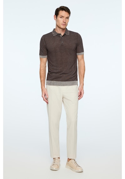 Morven Erkek Kahve Trend Polo Yaka Tencel Triko T-shirt 26ys018024400 Kahve