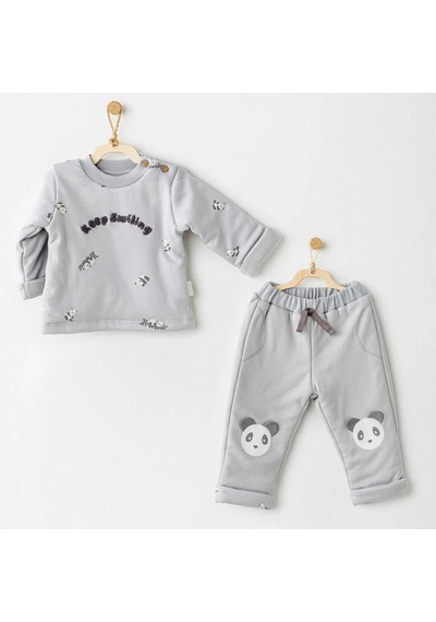 Melonika Fiber Keep Smiling 2'li Takım Grey Çok Renkli
