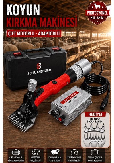Adaptörlü Koyun Kırkma Makinesi Devir Ayarlı Kömürsüz Motor Beiyuan Bıçak Hediye Çift Motorlu S8