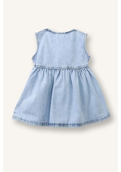 Defacto Aplike Kolsuz Jean Elbise Kız Bebek H6590a526hsnm39 Mavi-nm39