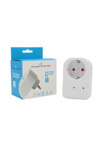 Powermaster Pm-18521 Durum Ledli Akım Korumalı Tekli Priz 16 Amper - 3500 Watt Tekli Beyaz 0