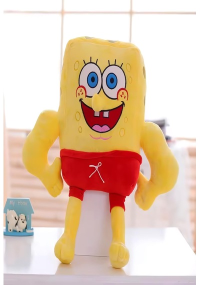 İthal Kumaş Renkli 3 Boyutlu Sünger Bob Figür Peluş Oyuncak Çeşitleri Uyku & Oyun Arkadaşı Dev 70 Cm 001