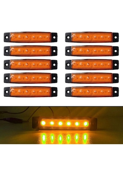 Parmak Led 12 - 24 Volt Çalışma Özelliği Su Geçirmez 10 Adet Sarı