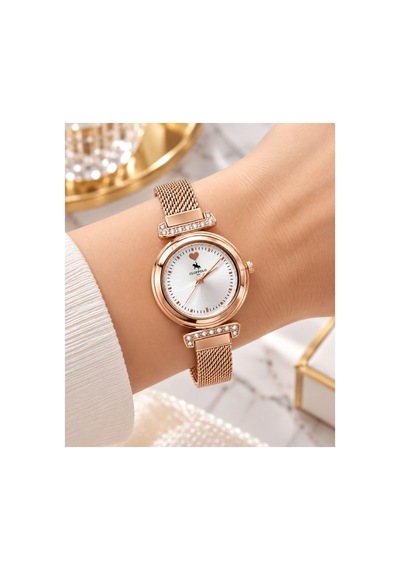 Hasır Mıknatıslı Kordon Rose Rengi Saat Bej - 93348704 Altın