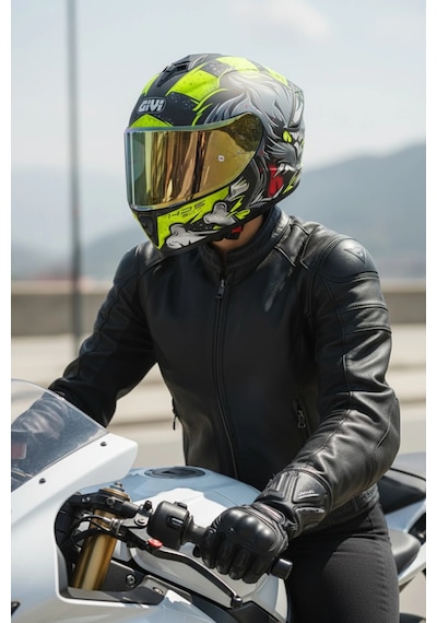 Gıvı 50.x Wıld Mat Sarı  1 Renkli 1 Şeffaf Vizörlü Motosiklet Kask Gold Vizör + Şeffaf