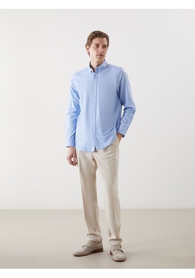 Lcwaıkıkı Classic Mavi Regular Fit Uzun Kollu Oxford Erkek Gömlek