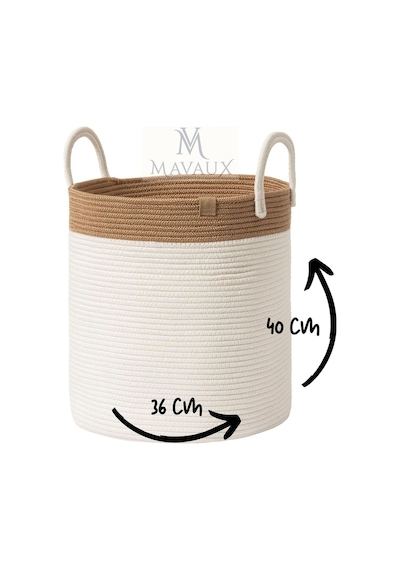 Mavaux Çok Amaçlı, 40cm-36cm Büyük Boy, Yanları Saplı, Sepet, Jüt, Hasır, Dokuma Sepet, Düzenleyici Kremjut