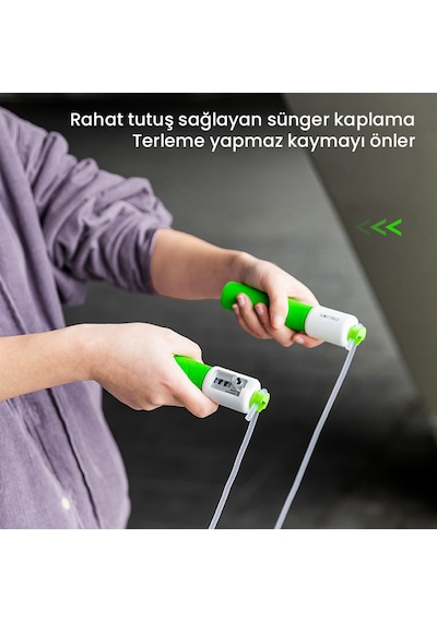 Agnıte Mekanik Sayaçlı Pvc Atlama İpi Sünger Saplı Fitness Mavi