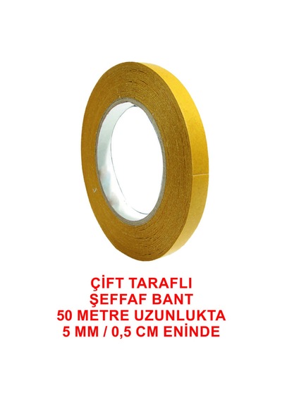 Çift Taraflı Şeffaf Bant 50 M. 5 Mm 1 Adet