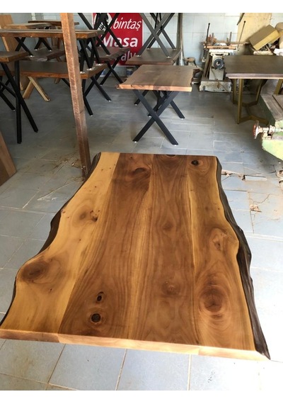 Bintaşmobilya Doğal Ceviz Ağacı Kütük Masa Üstü Tablası 130X85.Cm