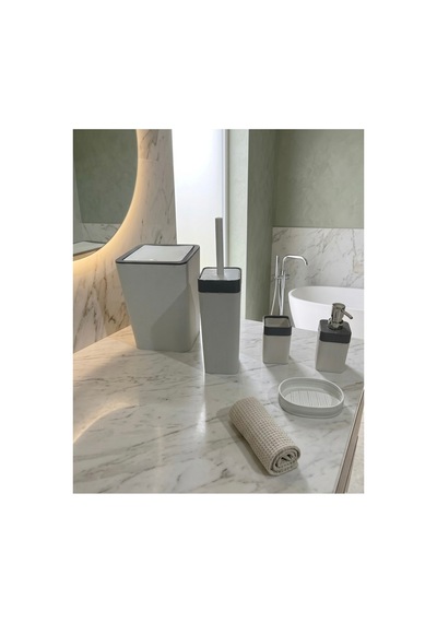 90 Lt Çift Bölmeli Kirli Çamaşır Sepeti Ve 5 Parça Premium Banyo Seti - Renkli Beyaz Ayrı Beyaz - 876111798 Beyaz