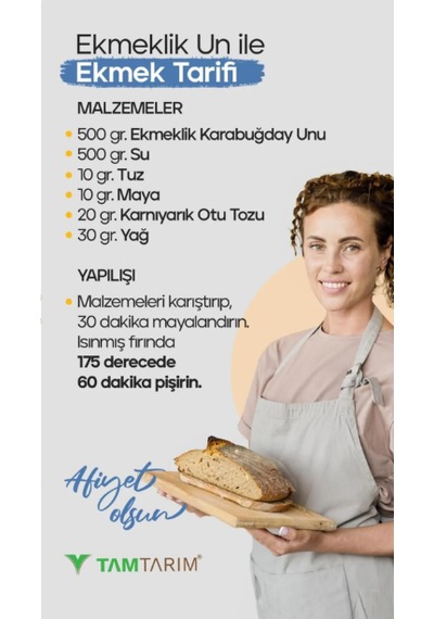 Tam Tarım Glutensiz %100 Tam Çiğ Karabuğday Unundan Ekmeklik Un 2 x 1 KG