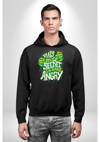 Bu Benim Sırrım Her Zaman Kızgınım Kadın Erkek Siyah Kapüşonlu Sweatshirt Hoodie Siyah