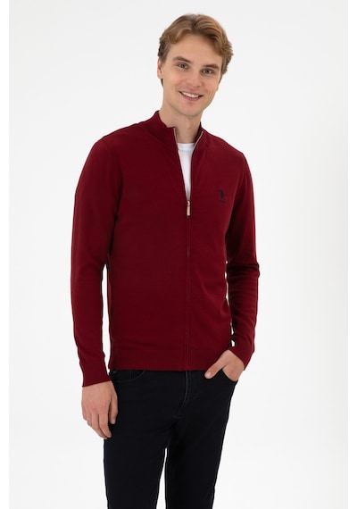 U.S. Polo Assn. Erkek Slim Fit Bordo Triko Hırka 50313684-VR014