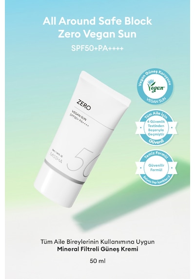Missha All Around Safe Block Zero Vegan Sun SPF50+ Pa++++ 50 ML