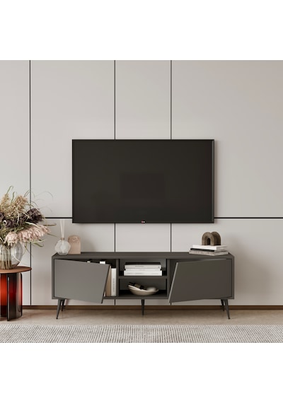Roma Tv Ünitesi 120 Cm Mdf Metal Ayak Gri