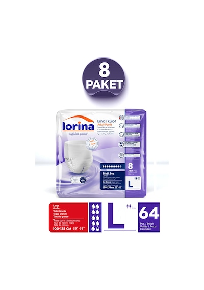Emici Külot Large 8'li 64 Adet L