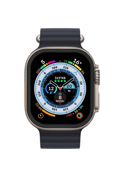 Apple, Uyumlu Watch Ultra 49mm Alüminyum Kasa Cam Ekran Koruyucu - Siyah